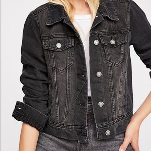 Free People Rumors Denim Jacket in Black (S)